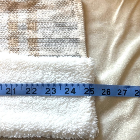 Adrienne Vittadini Ivory & Tan Plaid Open Front Cardigan Sz L - Picture 10 of 10